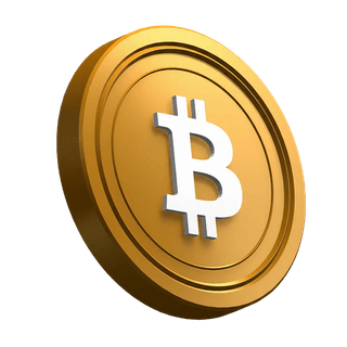 Schräg angeordnete Bitcoin BTC Münze als grafisches Element im Hero-Bereich