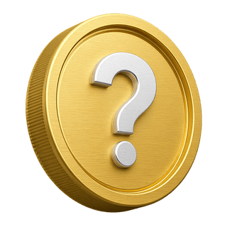 Goldmünze in 3D-Optik mit einem Fragezeichen, eingesetzt als dekoratives Element auf der FAQ-Seite